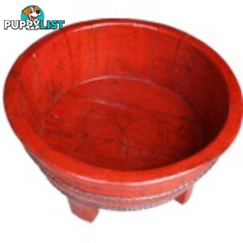 Red Chinese Wood Basin with Stand