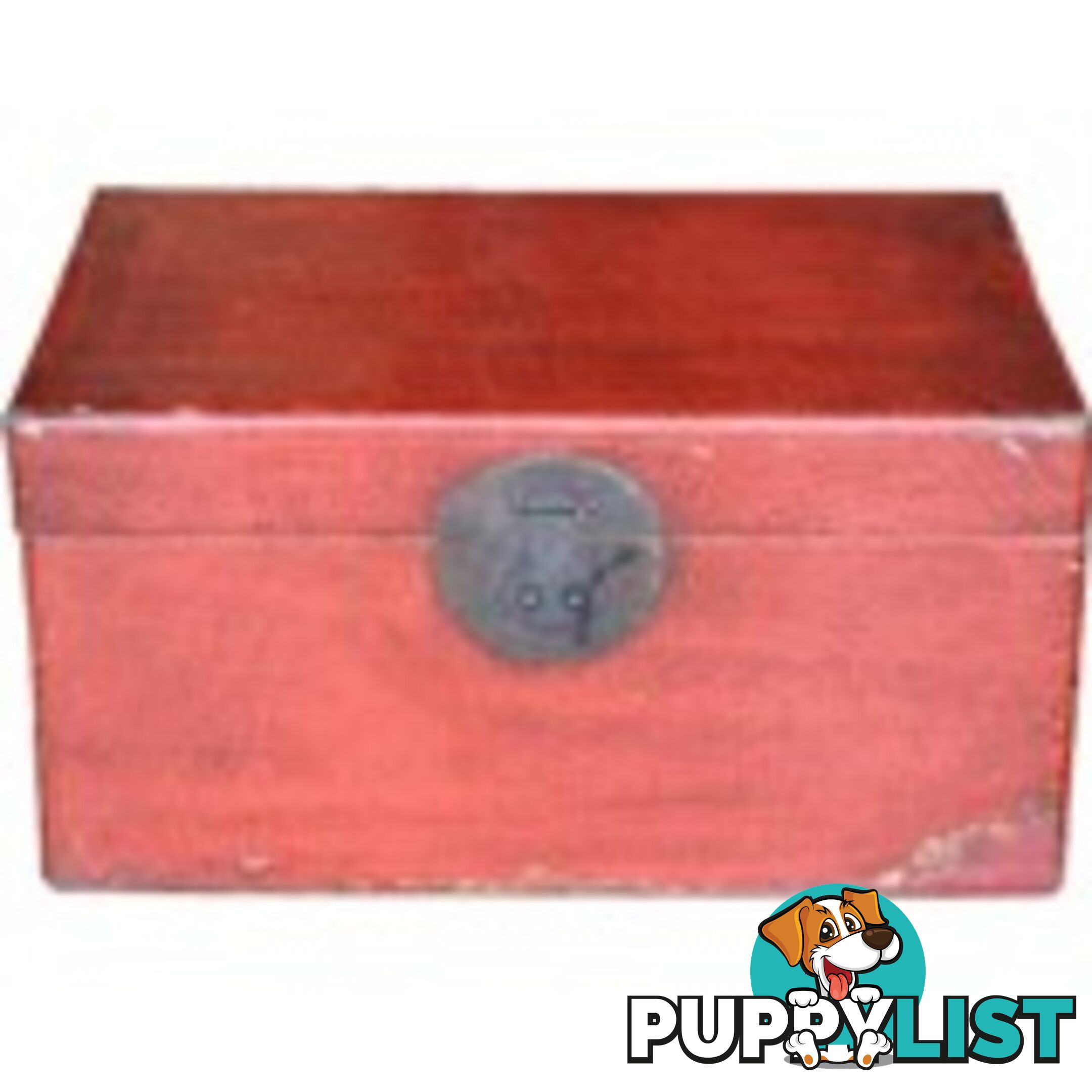 Red Antique Chinese Leather Storage Box