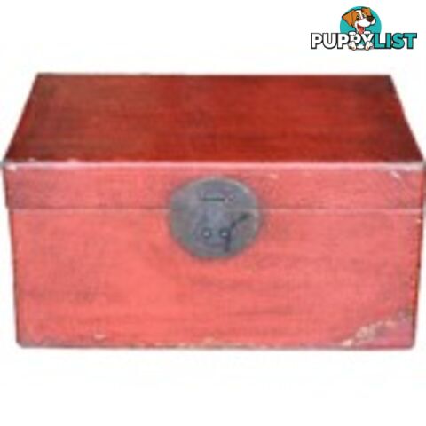 Red Antique Chinese Leather Storage Box