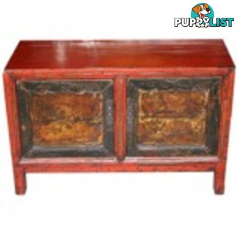 Chinese Red Painted Low Cabinet