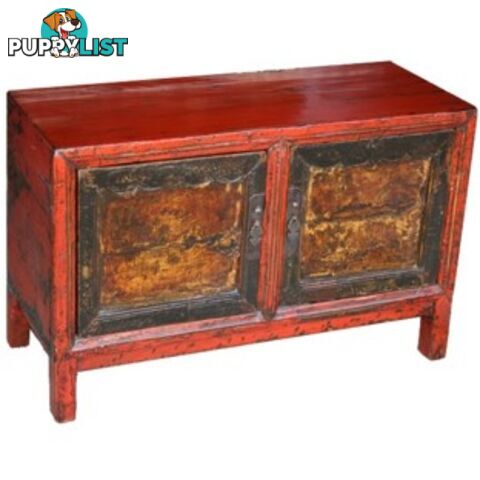 Chinese Red Painted Low Cabinet