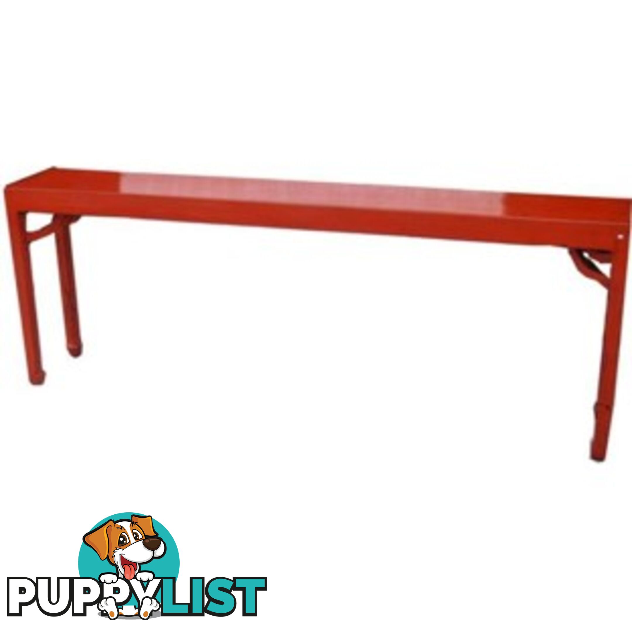 Original Red Chinese Console Table with Corner Legs