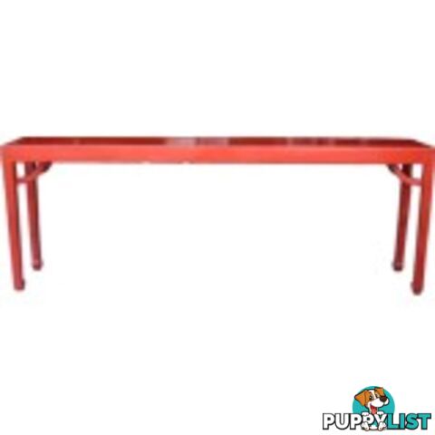 Original Red Chinese Console Table with Corner Legs