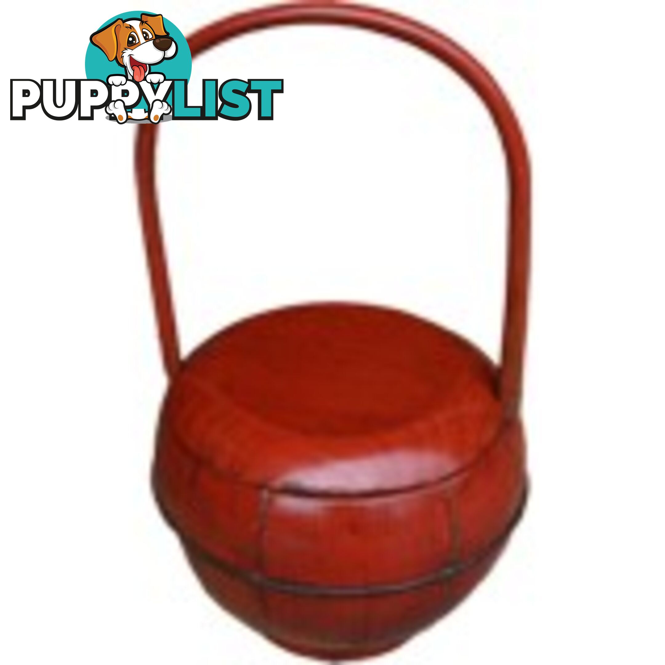 Red Antique Round Wood Decoration Box with Handle