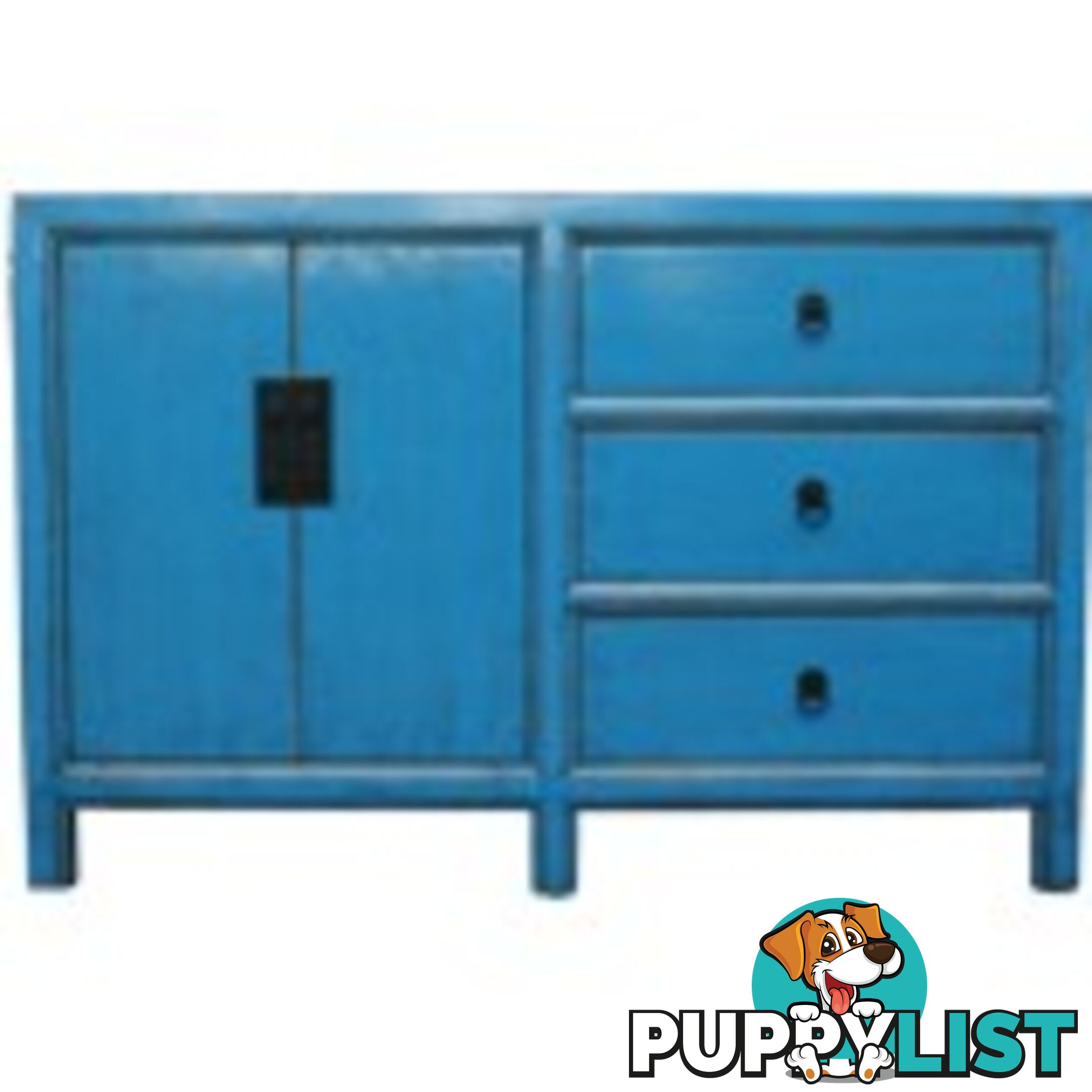 Blue Lacquered Wood Sideboard Buffet