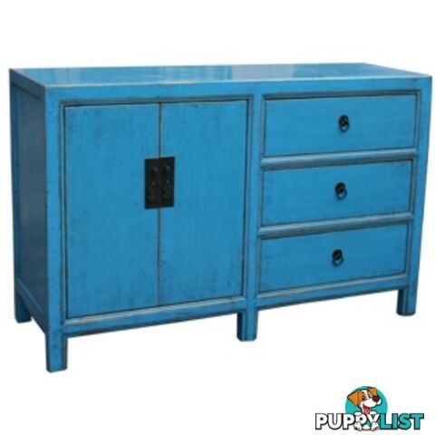 Blue Lacquered Wood Sideboard Buffet