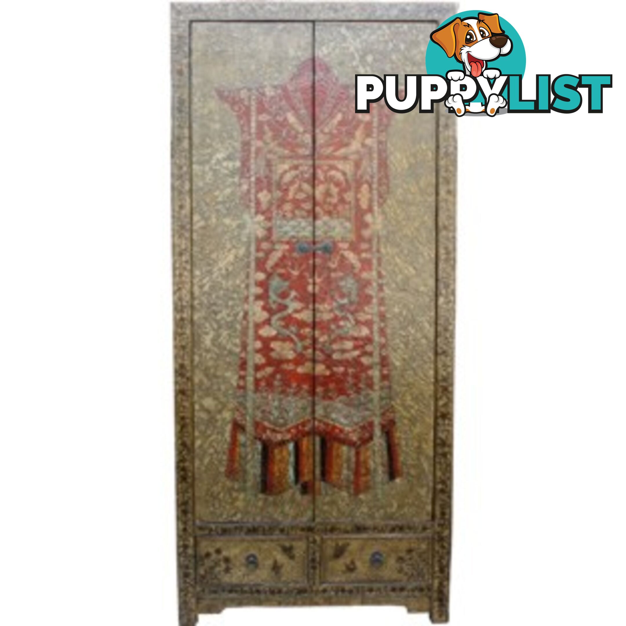 Large Chinese Cabinet Painted in Qing Empress Dressing