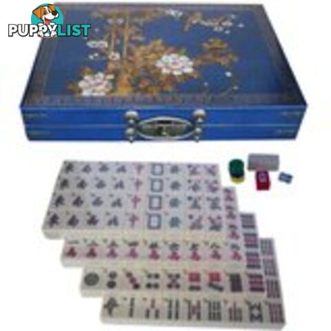 Large Mahjong Set in Blue Painted Case