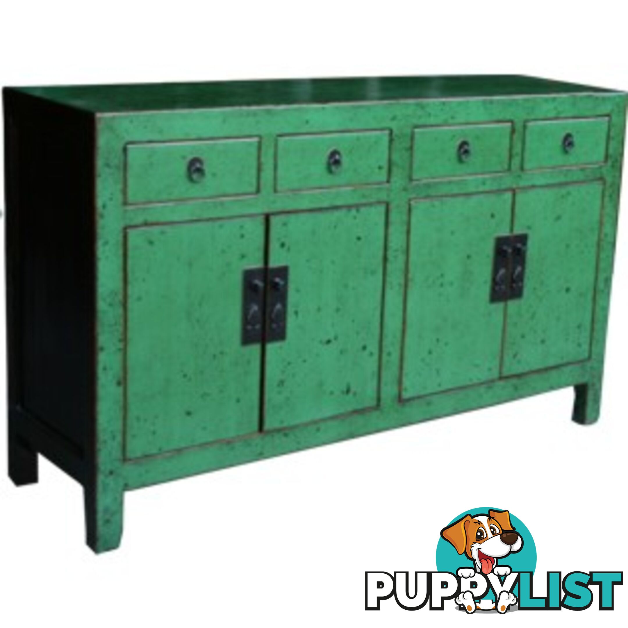 Green Lacquered Wood Sideboard Buffet