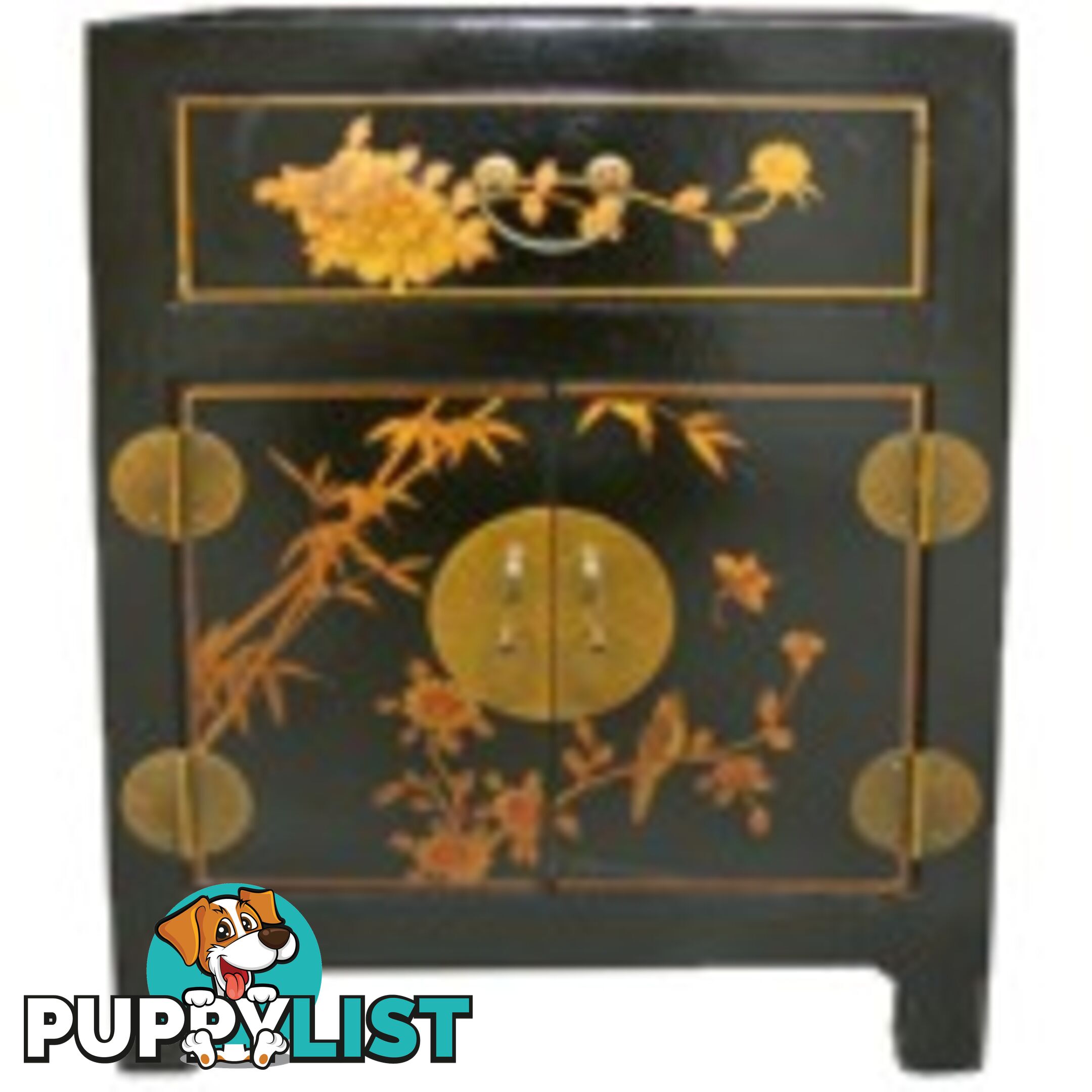 Hand Made Black Painted Chinese Bedside Table