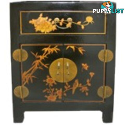 Hand Made Black Painted Chinese Bedside Table