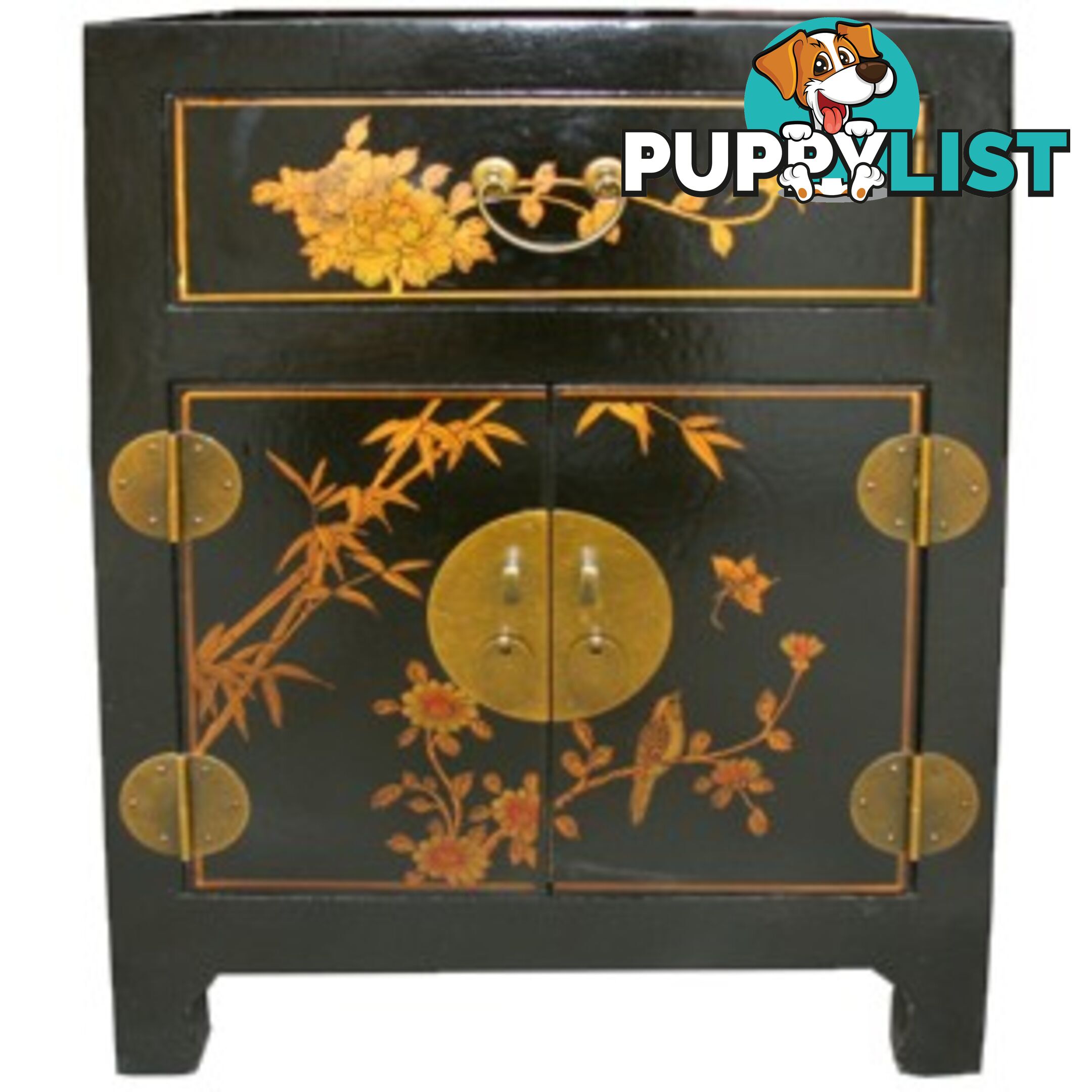 Hand Made Black Painted Chinese Bedside Table