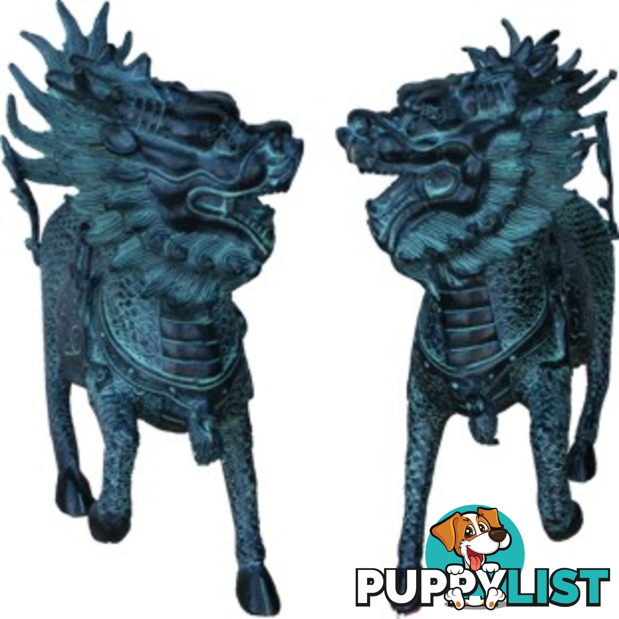 A pair of Large Bronze Qi Lin Kyrin