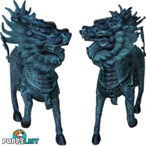 A pair of Large Bronze Qi Lin Kyrin