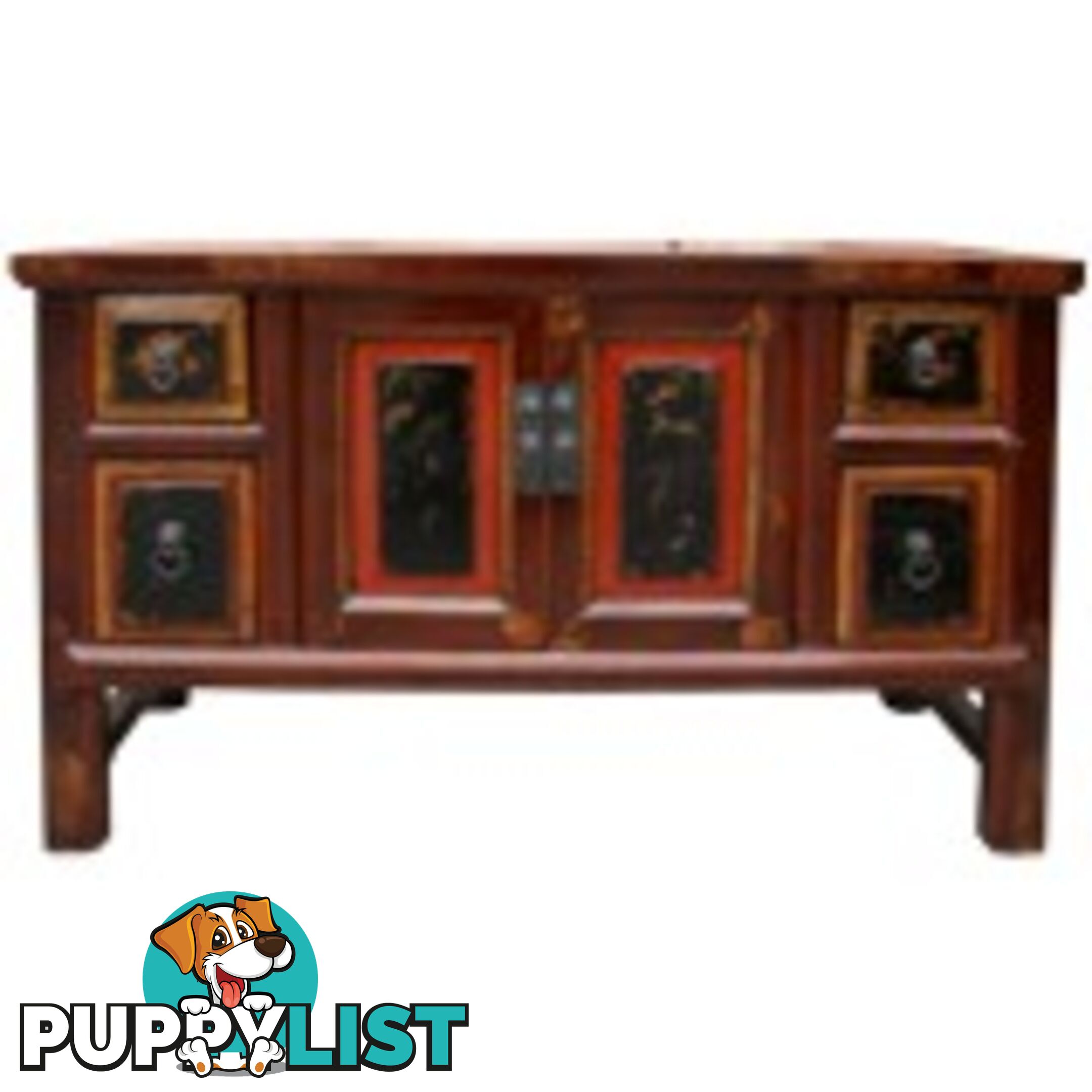 Original Red Wood Low Sideboard TV Buffet