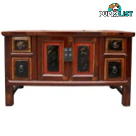 Original Red Wood Low Sideboard TV Buffet