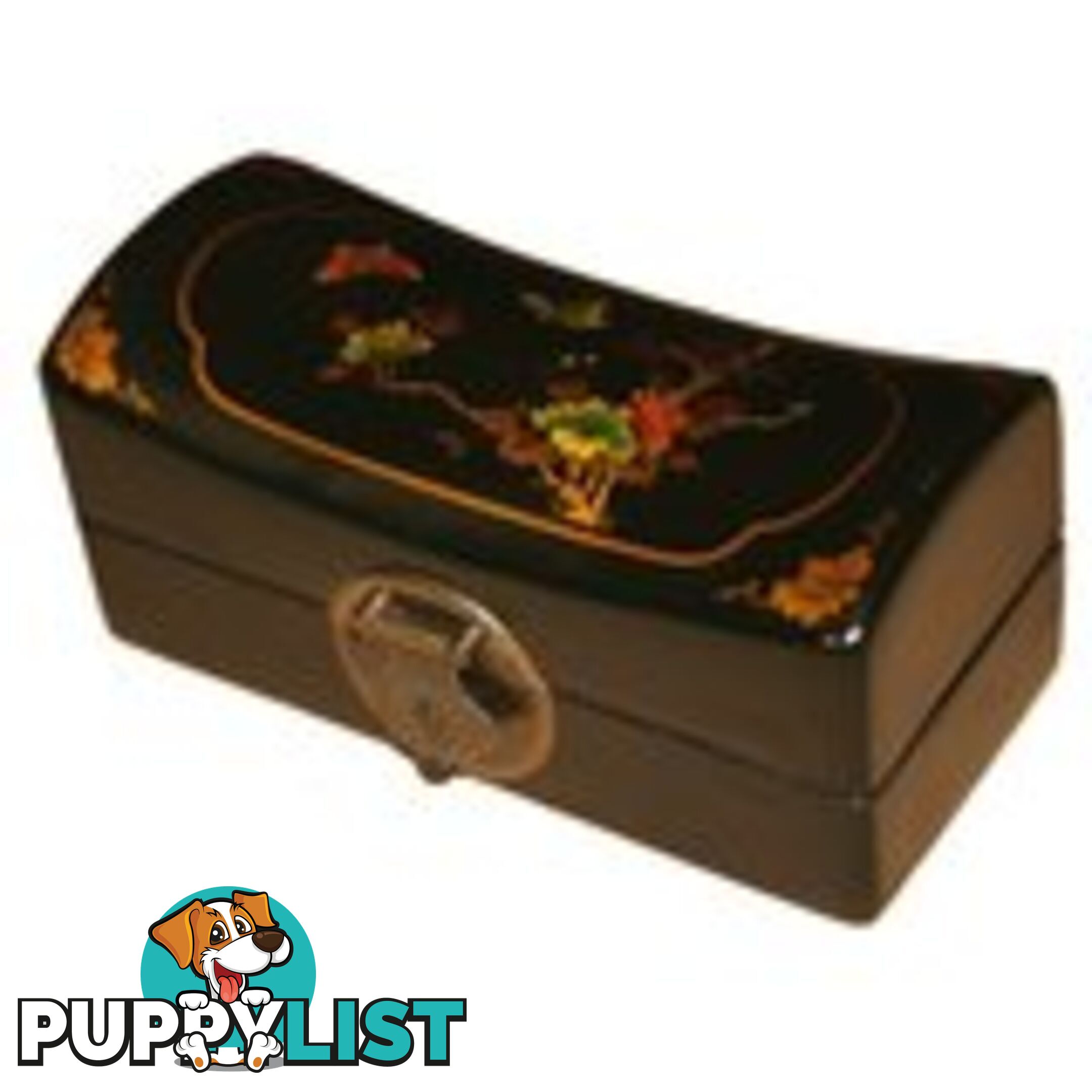 Black Painted Flora Chinese Jewellery Box