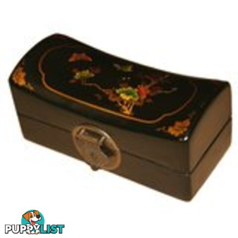 Black Painted Flora Chinese Jewellery Box