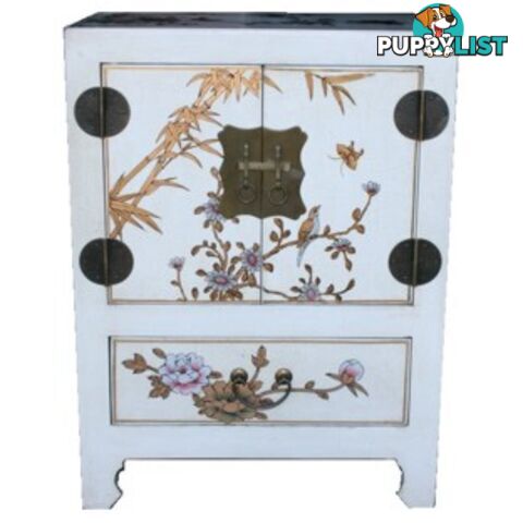 Hand Made White Painted Chinese Bedside Table