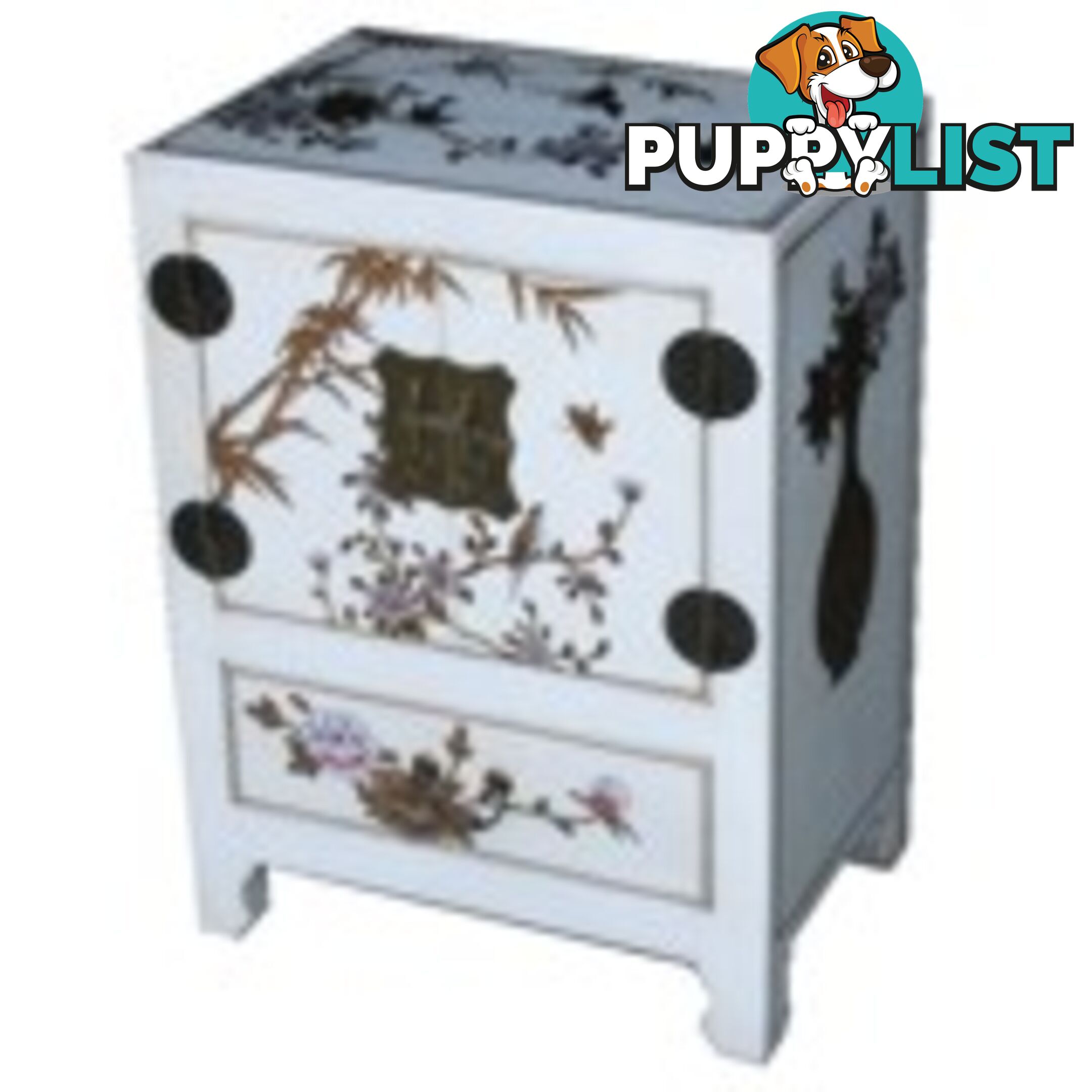 Hand Made White Painted Chinese Bedside Table