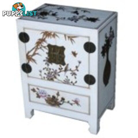 Hand Made White Painted Chinese Bedside Table