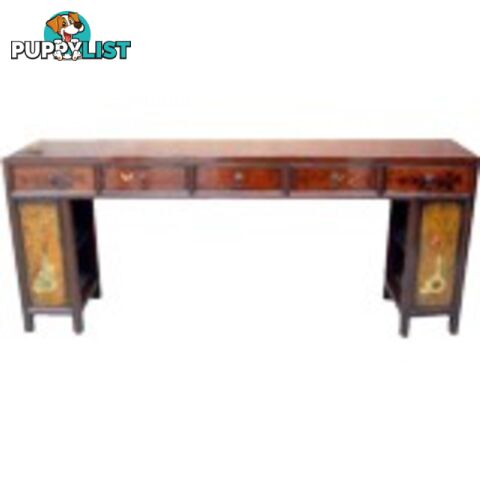 Original Mandarin Chinese Five Drawer Painted Long Table