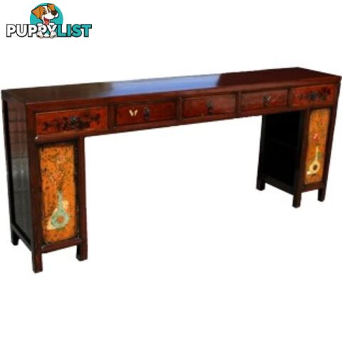 Original Mandarin Chinese Five Drawer Painted Long Table