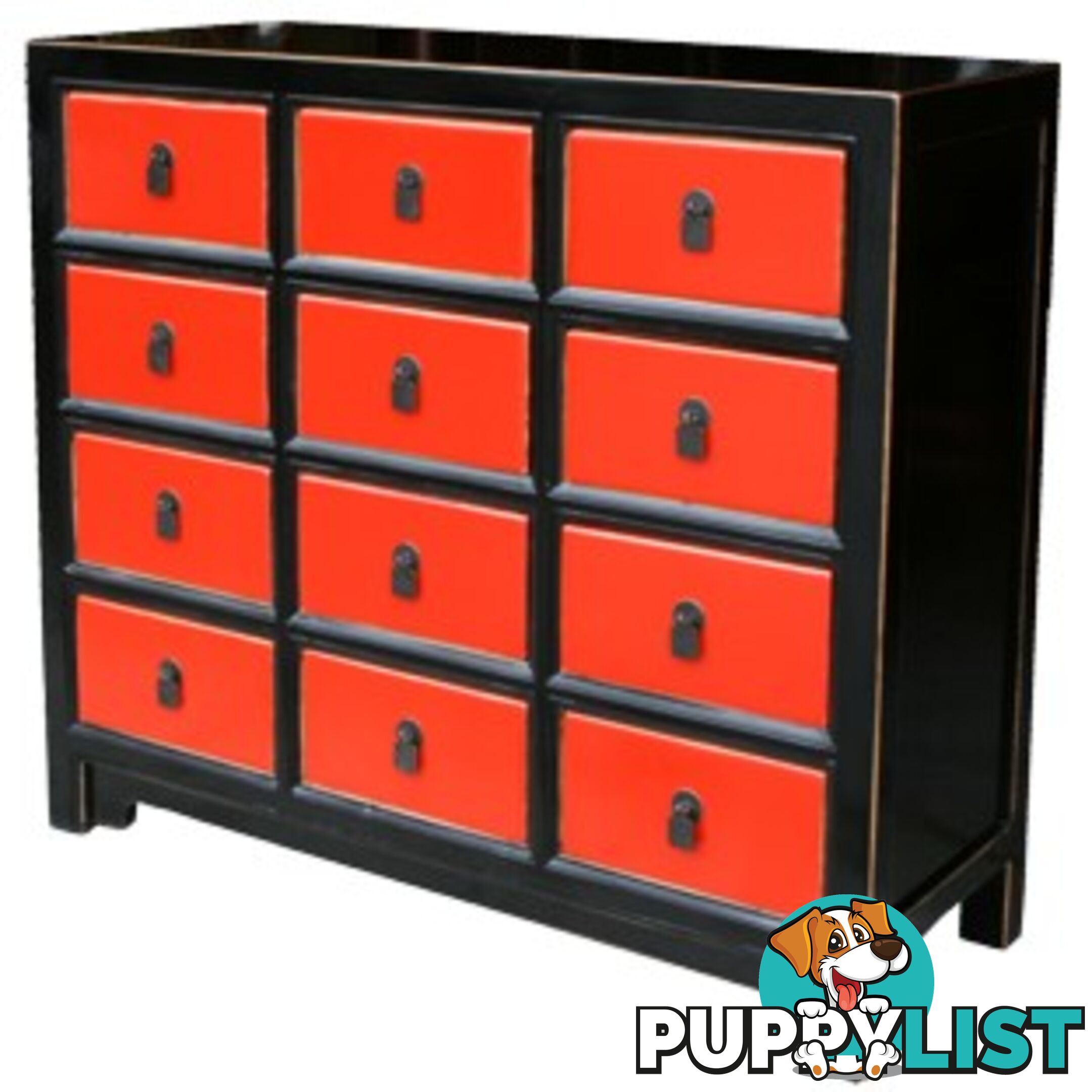 Black and Red Chest of Drawers