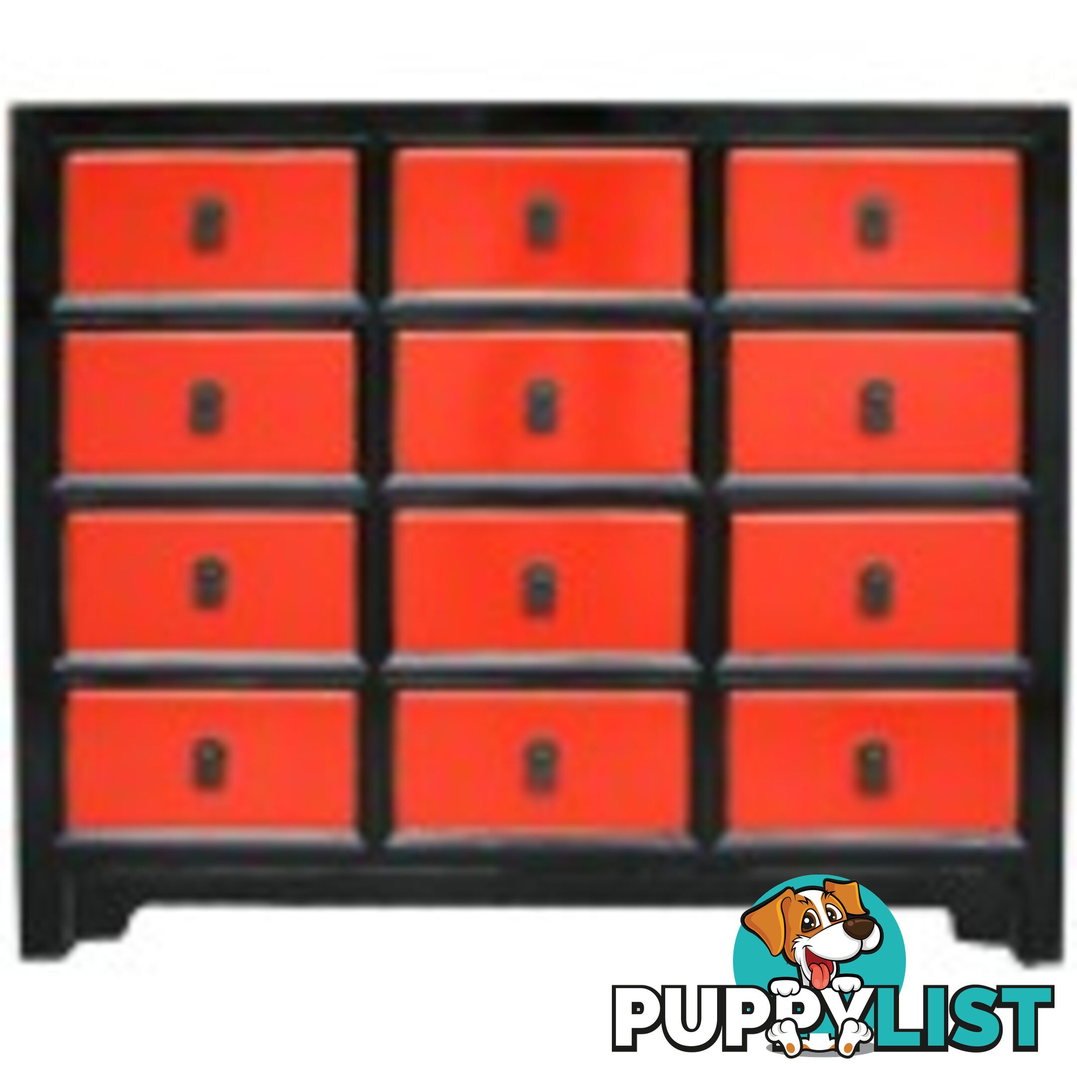 Black and Red Chest of Drawers