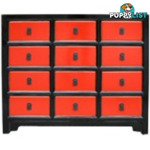 Black and Red Chest of Drawers