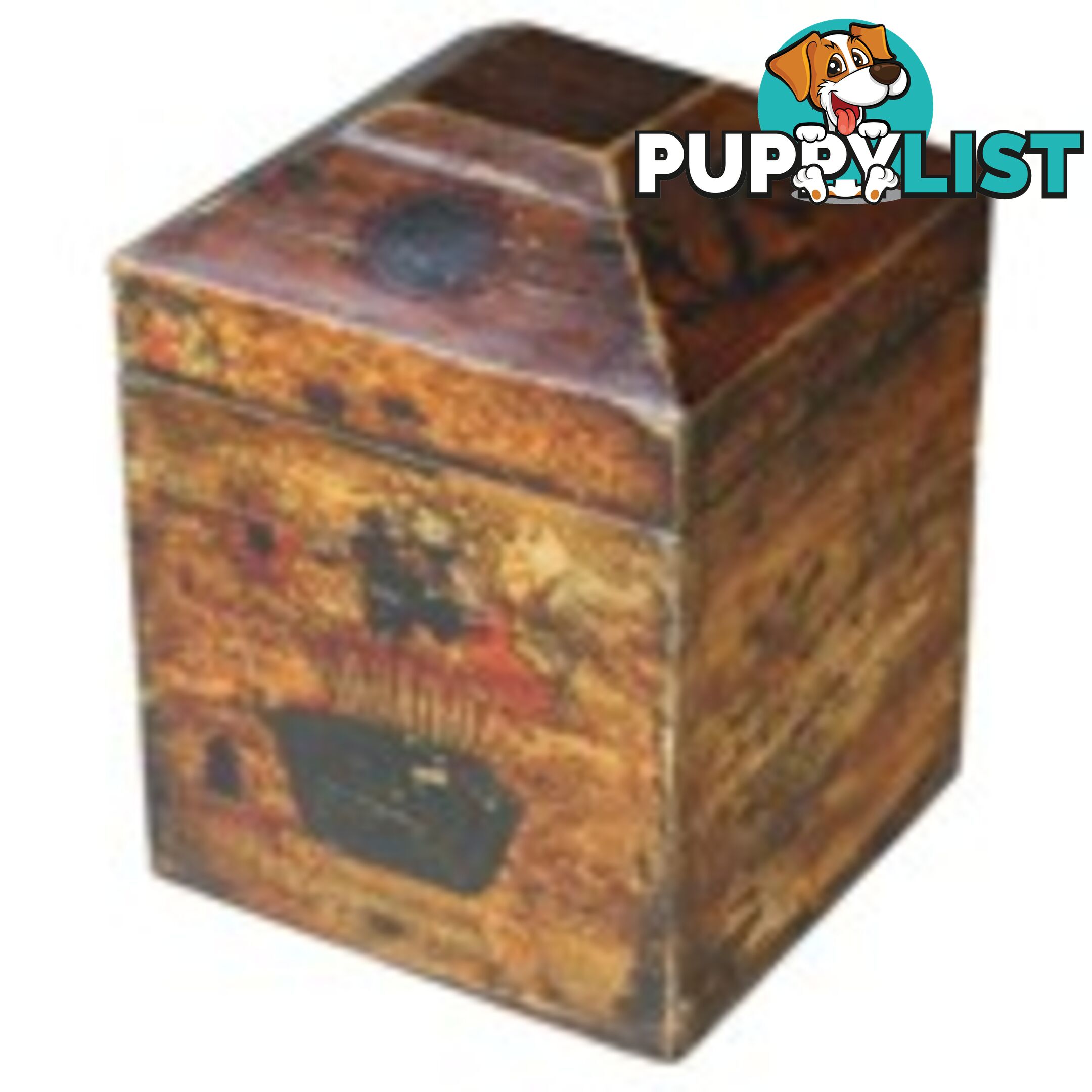 Antique Genuine Leather Painted Box