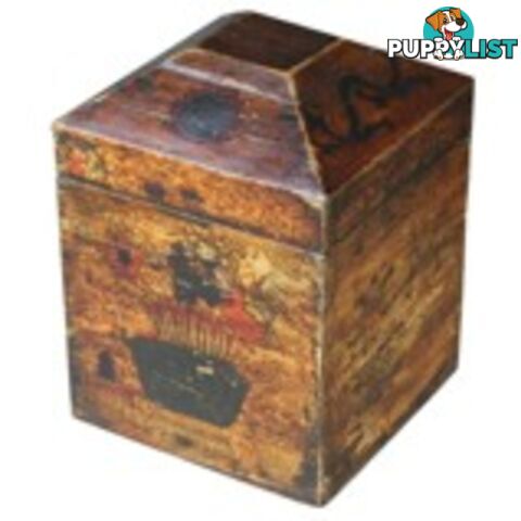 Antique Genuine Leather Painted Box