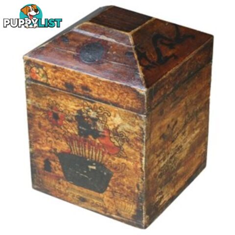 Antique Genuine Leather Painted Box