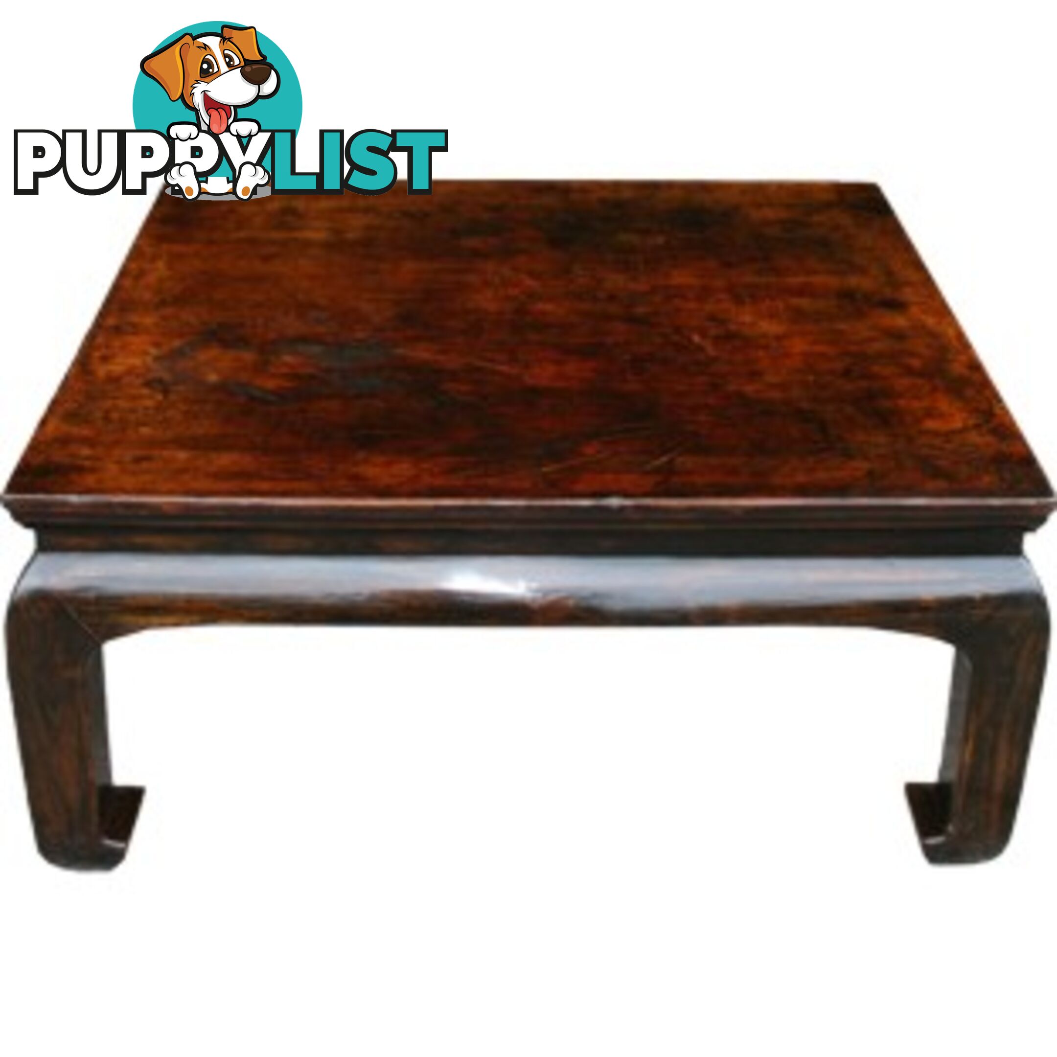 Chinese Brown Coffee Kang Table with Curve Legs