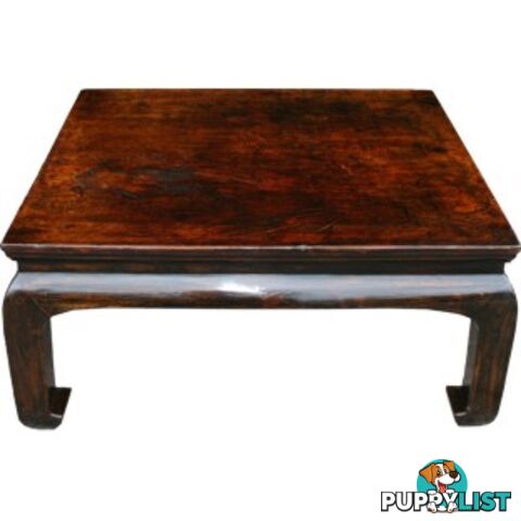 Chinese Brown Coffee Kang Table with Curve Legs