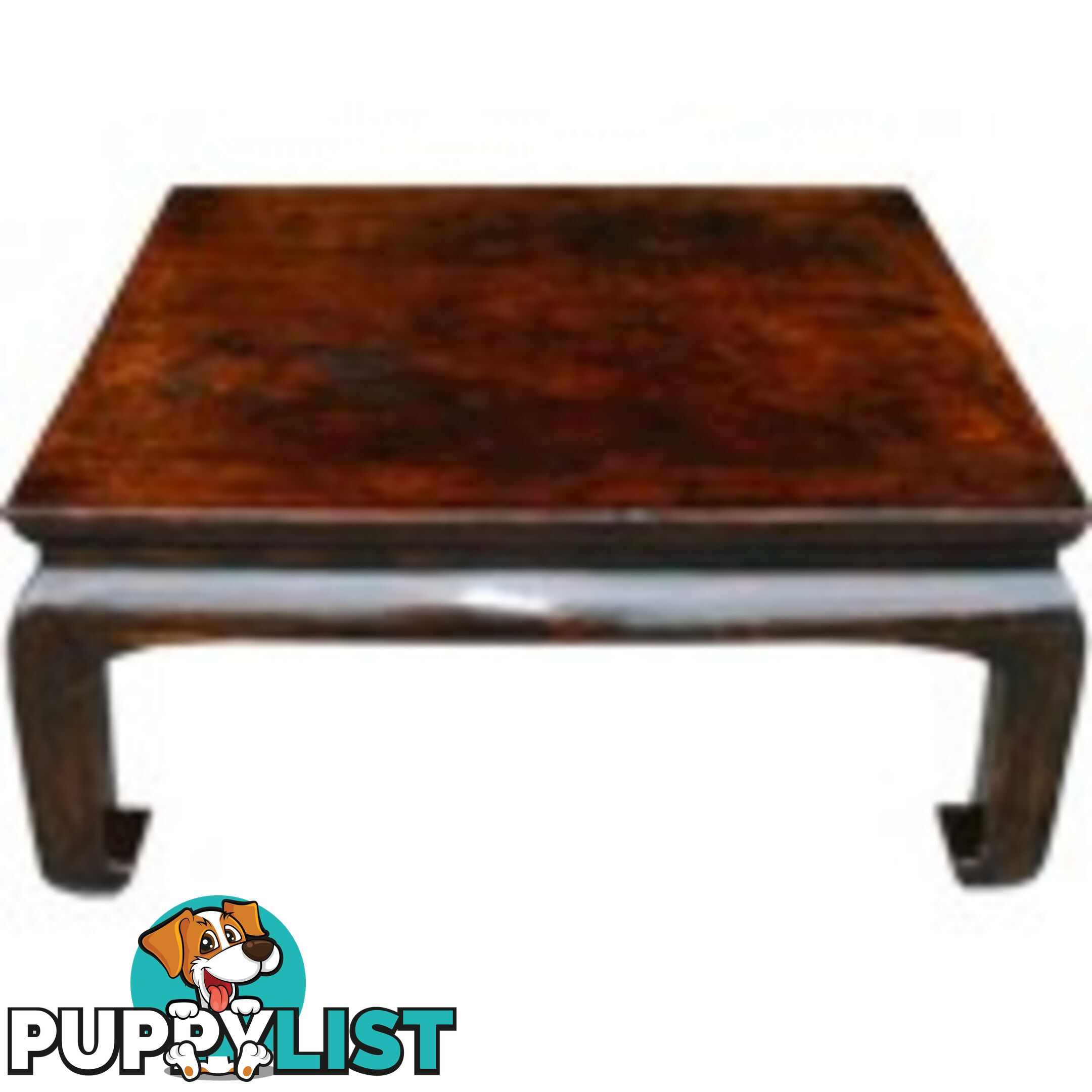 Chinese Brown Coffee Kang Table with Curve Legs