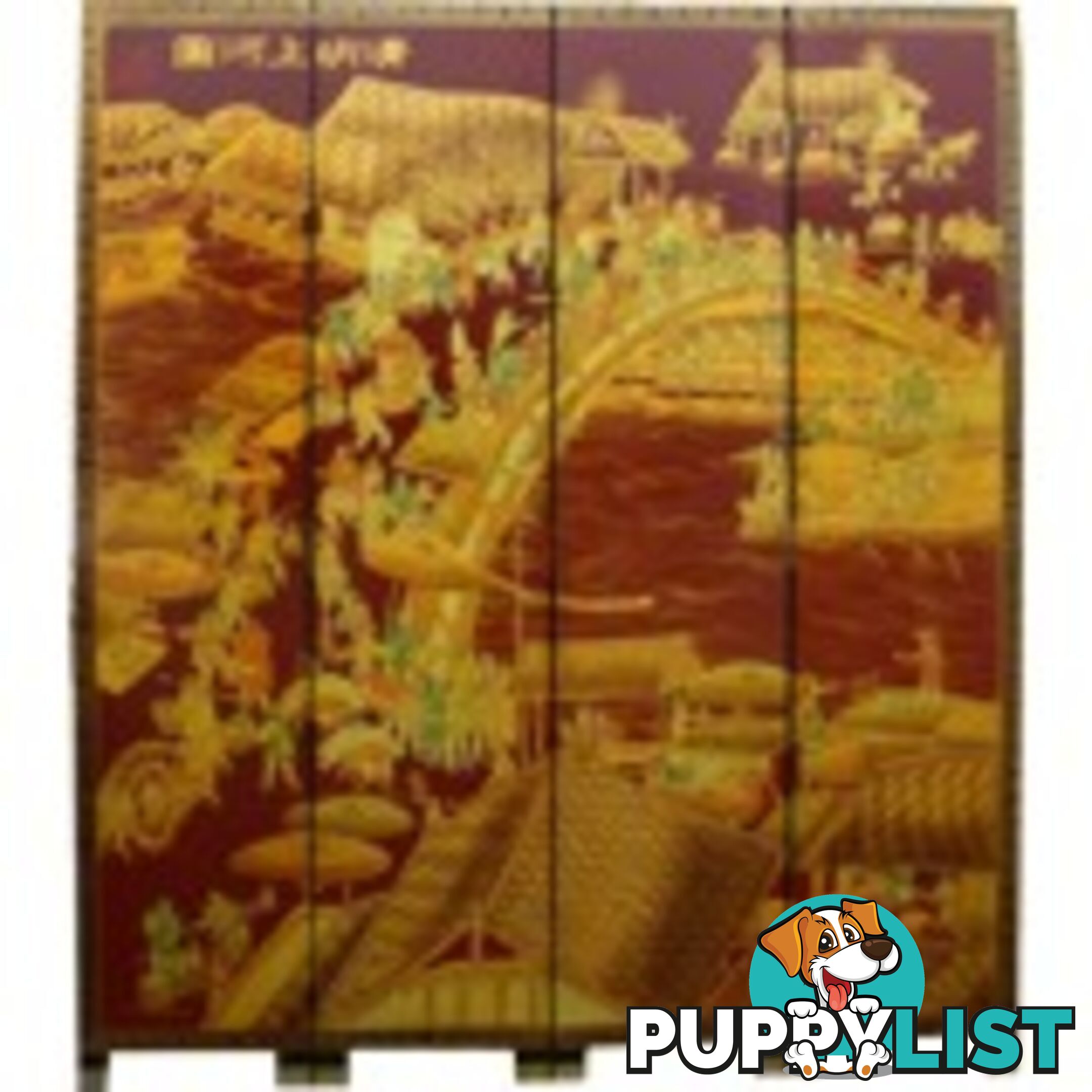 Qing Ming Festival Red Chinese Room Divider Screen