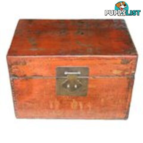 Original Red Storage Chest Trunk with Gold Painting