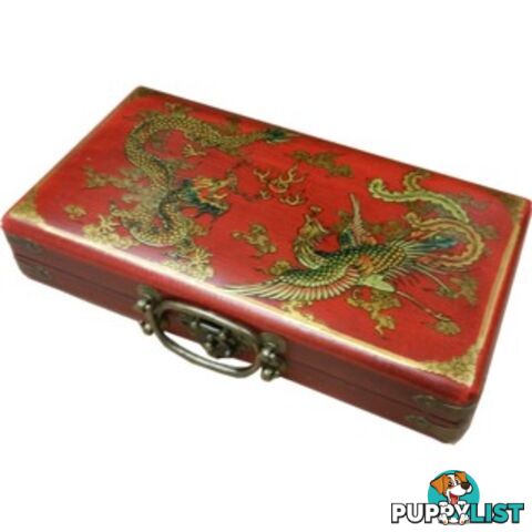 Chinese Abacus in Red Dragon & Phoenix Box