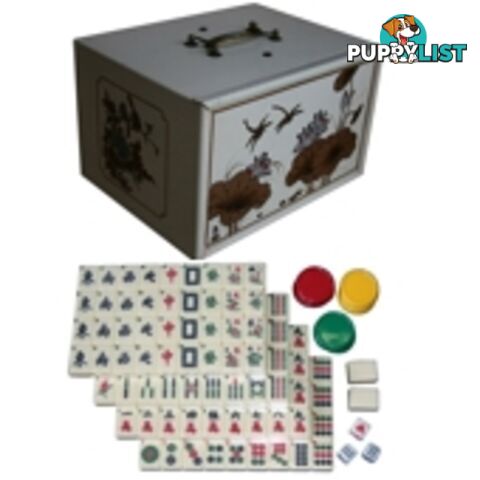 Mahjong Set in Creamy White 4-Drawer Painted Case