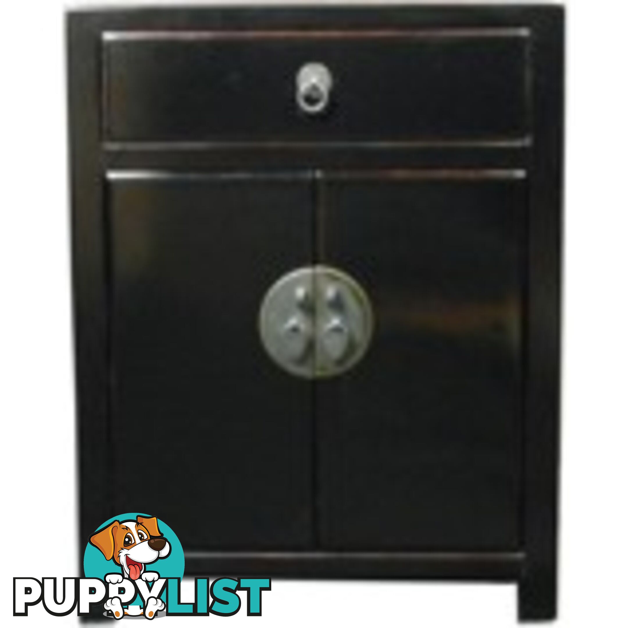 Black Lacquered Bedside Table