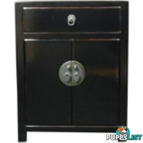 Black Lacquered Bedside Table