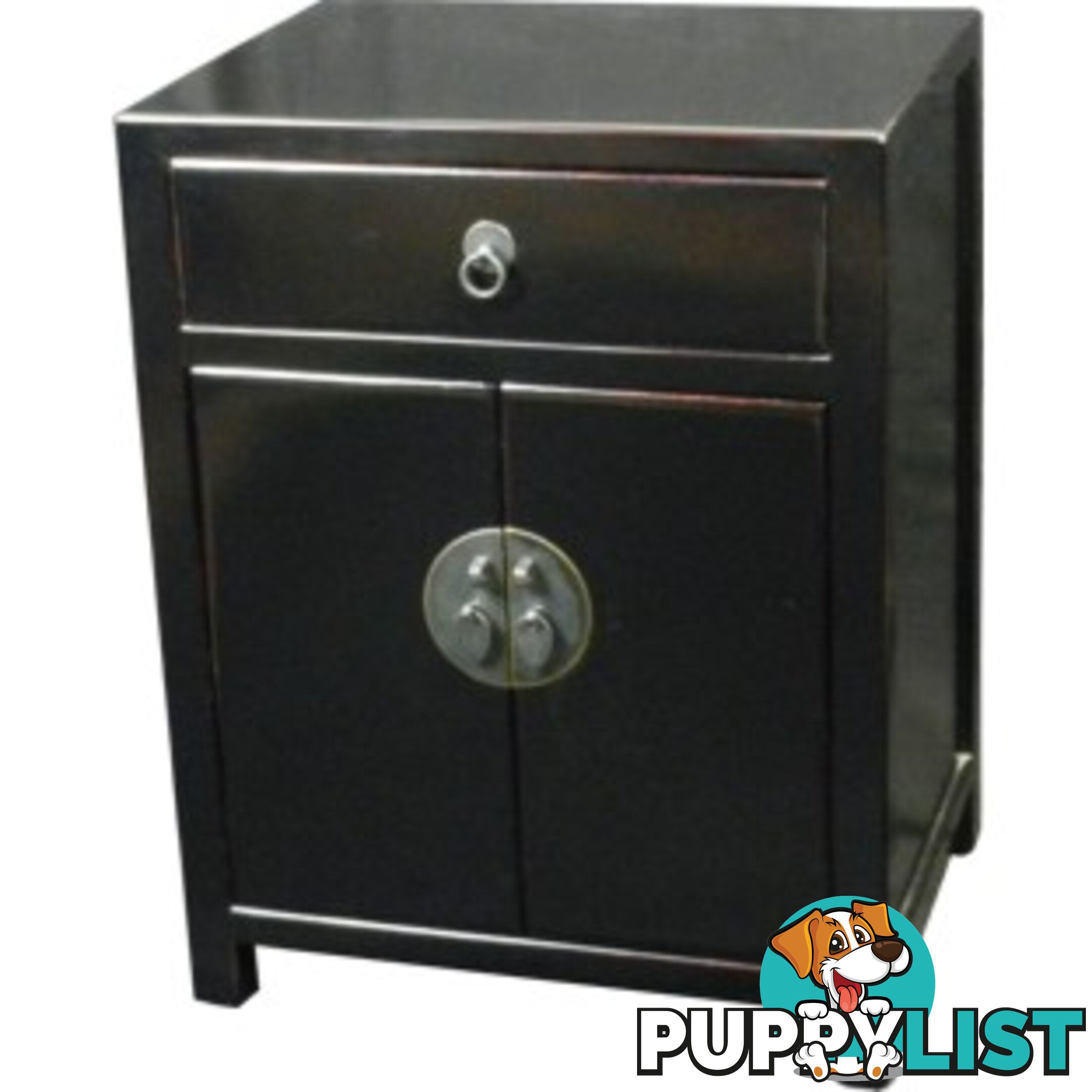 Black Lacquered Bedside Table