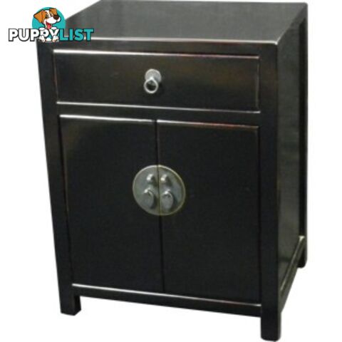 Black Lacquered Bedside Table