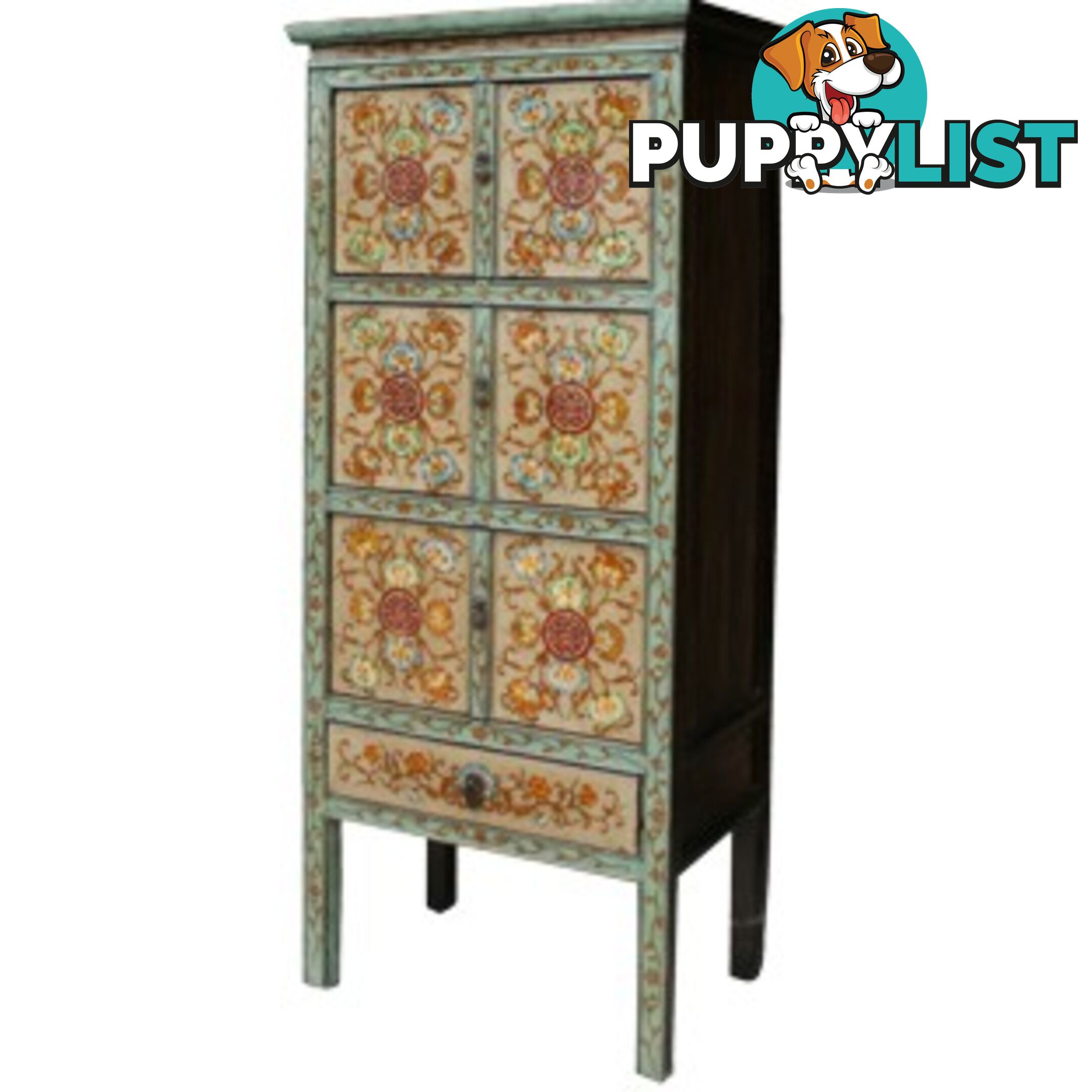 Tibetan Cabinet with Flora Painting