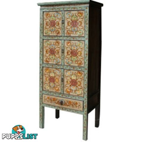 Tibetan Cabinet with Flora Painting