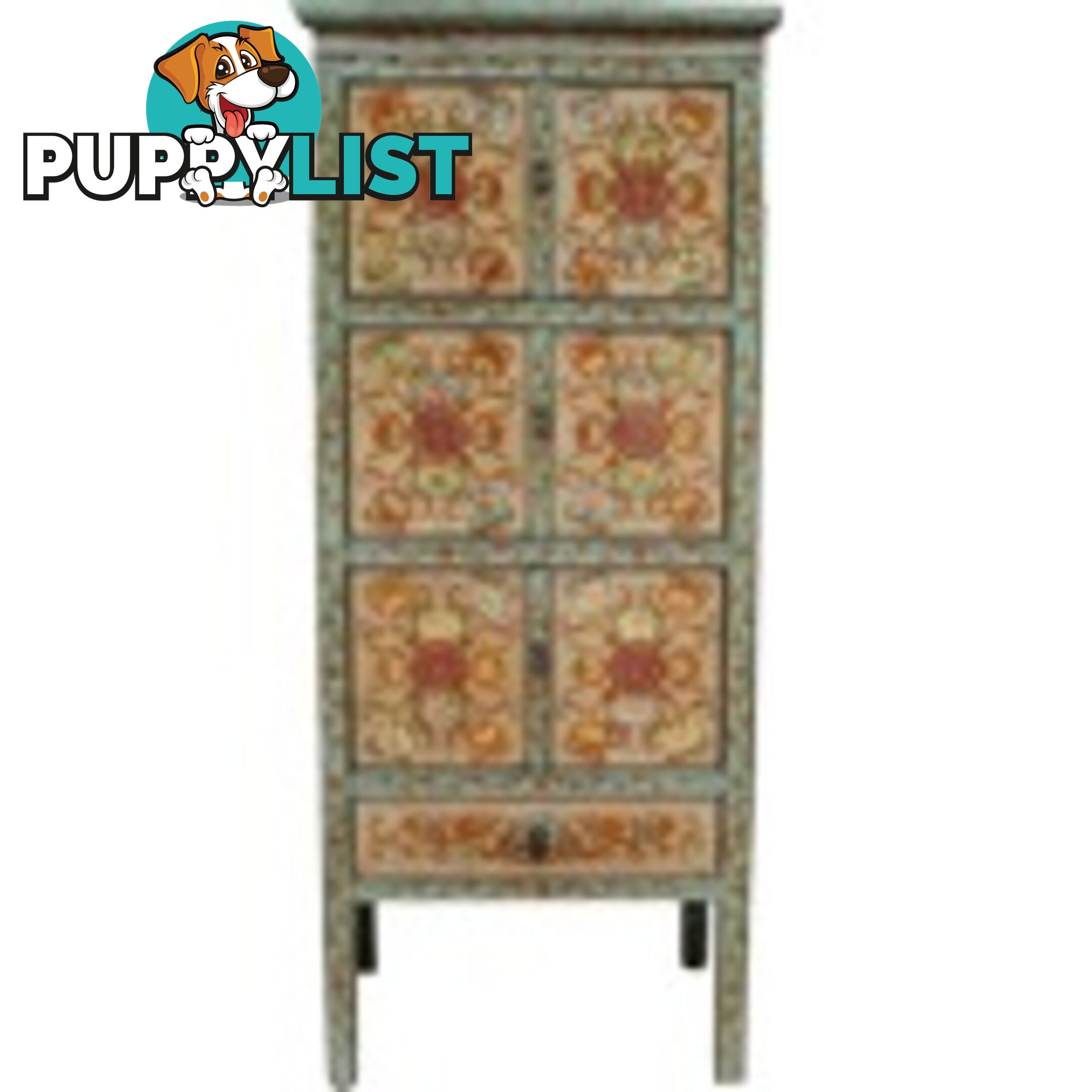 Tibetan Cabinet with Flora Painting