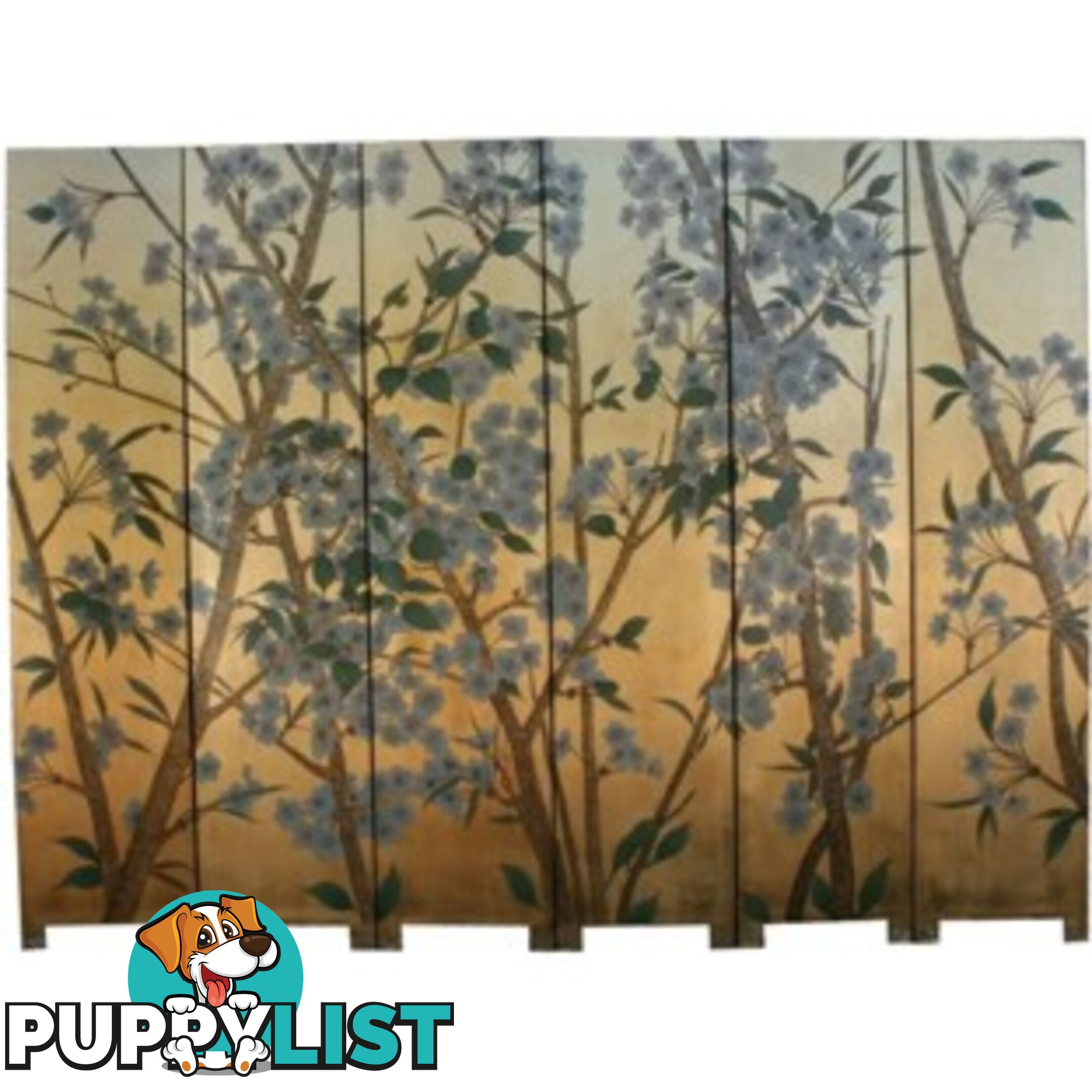 Chinese Gold Wild Flower Room Divider Screen