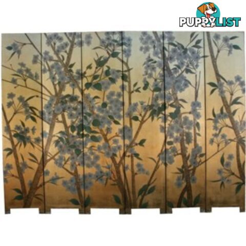 Chinese Gold Wild Flower Room Divider Screen