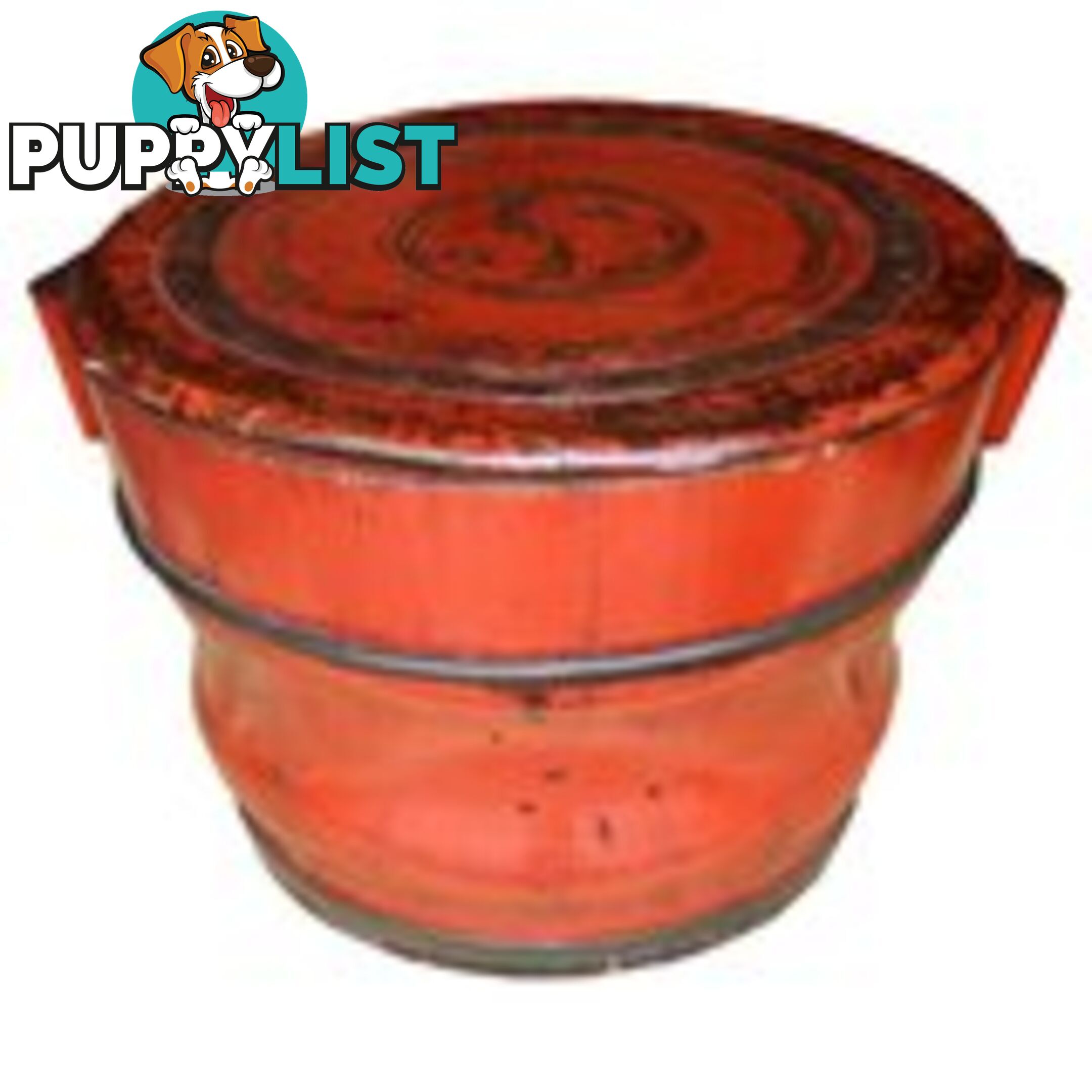 Red Original Antique Wood Barrel with Lid